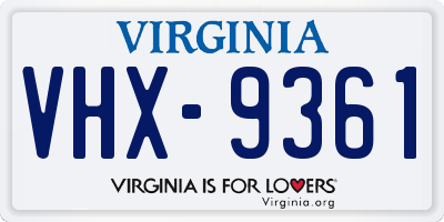 VA license plate VHX9361
