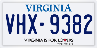 VA license plate VHX9382