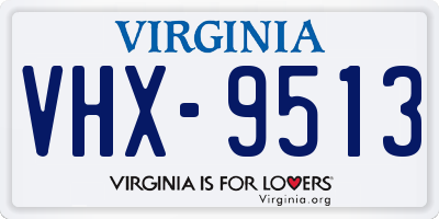 VA license plate VHX9513