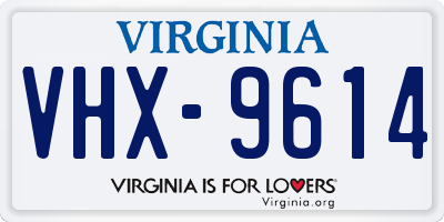 VA license plate VHX9614