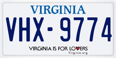 VA license plate VHX9774