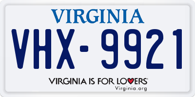VA license plate VHX9921