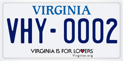 VA license plate VHY0002