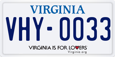 VA license plate VHY0033