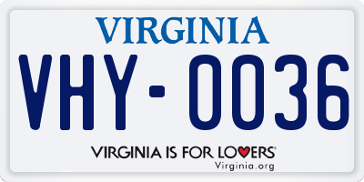 VA license plate VHY0036