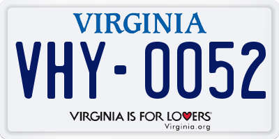VA license plate VHY0052