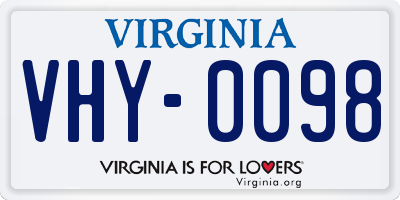 VA license plate VHY0098