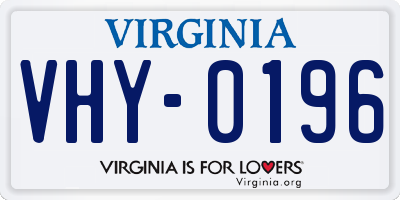 VA license plate VHY0196