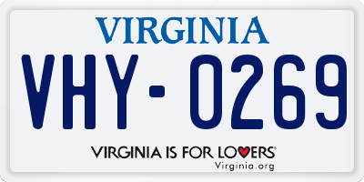 VA license plate VHY0269