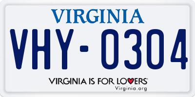 VA license plate VHY0304