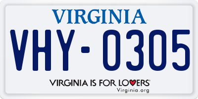 VA license plate VHY0305