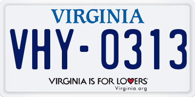 VA license plate VHY0313