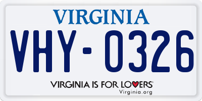 VA license plate VHY0326