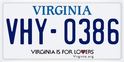 VA license plate VHY0386