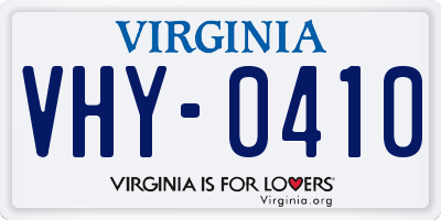 VA license plate VHY0410