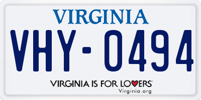 VA license plate VHY0494
