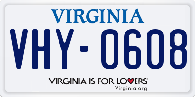 VA license plate VHY0608