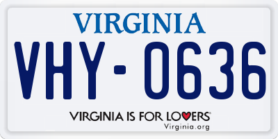 VA license plate VHY0636