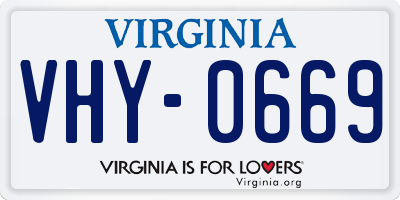 VA license plate VHY0669