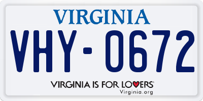 VA license plate VHY0672
