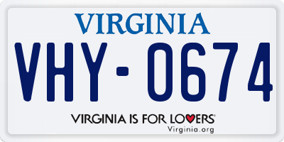 VA license plate VHY0674