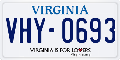 VA license plate VHY0693