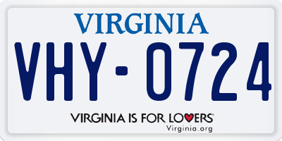 VA license plate VHY0724