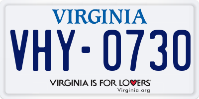 VA license plate VHY0730