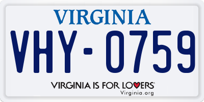 VA license plate VHY0759