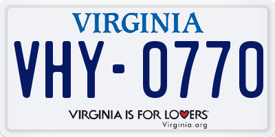 VA license plate VHY0770