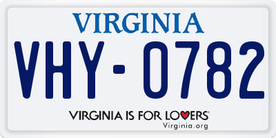 VA license plate VHY0782