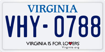 VA license plate VHY0788