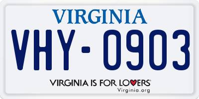 VA license plate VHY0903