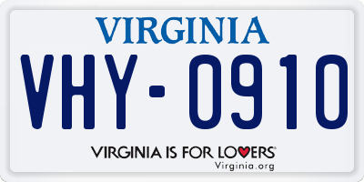 VA license plate VHY0910
