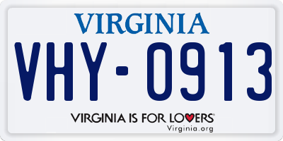 VA license plate VHY0913