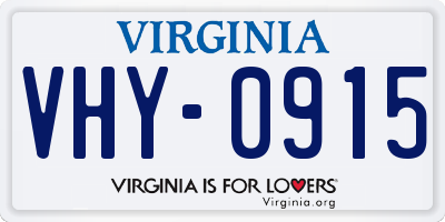 VA license plate VHY0915