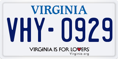 VA license plate VHY0929