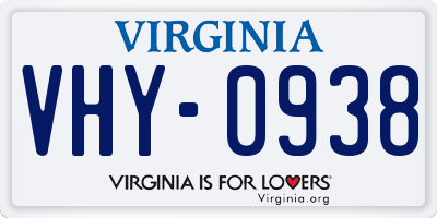 VA license plate VHY0938