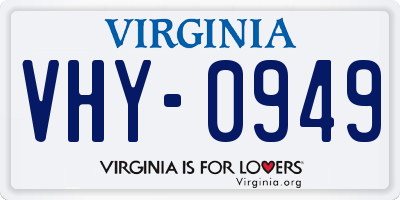 VA license plate VHY0949