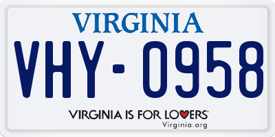VA license plate VHY0958