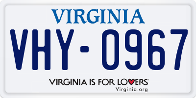 VA license plate VHY0967