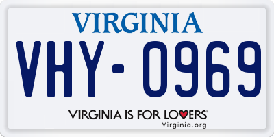 VA license plate VHY0969