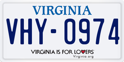VA license plate VHY0974