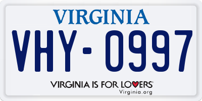 VA license plate VHY0997