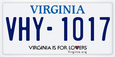 VA license plate VHY1017