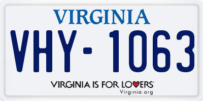 VA license plate VHY1063