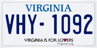 VA license plate VHY1092