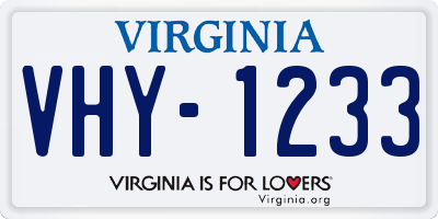 VA license plate VHY1233