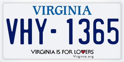 VA license plate VHY1365