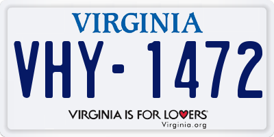 VA license plate VHY1472